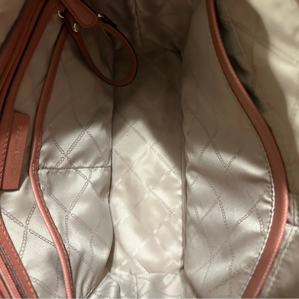 Michael Kors Jet Set East West Gold Tone Logo‎ Charm Tote Bag Brown Leather  EUC - Picture 12 of 12